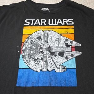 Star Wars FifthSun T-Shirt Mens 2XL Black‎ Cotton Millennium Falcon Retro